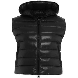 Save The Duck, Jassen, Dames, Zwart, S, Gewatteerd Eco Down Vest Mouwloos Rits