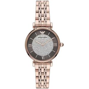 Emporio Armani, Accessoires, Dames, Roze, ONE Size, Bronzen Stalen Quartz Horloge