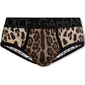 Dolce & Gabbana, Ondergoed, Heren, Beige, S, Katoen, Luipaardprint slipjes
