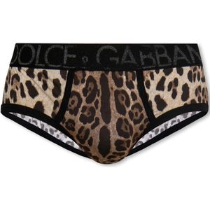 Dolce & Gabbana, Ondergoed, Heren, Beige, XS, Katoen, Luipaardprint slipjes