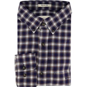 Gant, Overhemden, Heren, Blauw, XL, Katoen, Blauw Geruite Regular Fit Overhemd