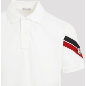 Moncler, Tops, Heren, Wit, S, Katoen, Witte Polo Shirt