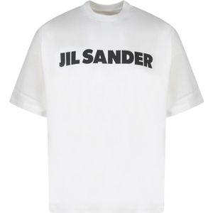 Jil Sander, Tops, Heren, Wit, M, Katoen, T-Shirts