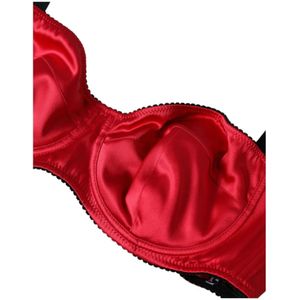 Dolce & Gabbana, Ondergoed, Dames, Rood, L, Bordeaux Zijden Stretch Balconette Bh