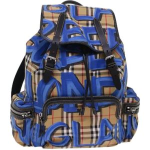 Burberry Vintage, Pre-owned, unisex, Blauw, ONE Size, Pre-owned Canvas backpacks