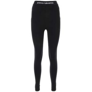 Paco Rabanne, Elegante zwarte stretchleggings Zwart, Dames, Maat:XS