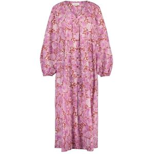 Fabienne Chapot, Kleedjes, Dames, Roze, S, Katoen, Rode Roze Bloemen Maxi Jurk