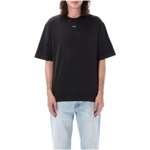 Off White, Tops, Heren, Zwart, S, Katoen, Skate Crewneck T-Shirt Zwart Grijs