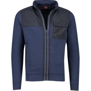 Bugatti, Sweatshirts & Hoodies, Heren, Blauw, L, Polyester, Donkerblauw Vest met Rits