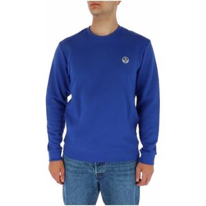 North Sails, Blauwe Sweatshirt met Lange Mouwen en Ronde Hals Blauw, Heren, Maat:2XL