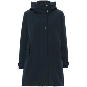 Woolrich, Mantels, Dames, Blauw, L, Nylon, Blauwe Tech Softshell Afneembare Jas