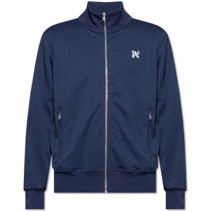 Palm Angels, Sweatshirts & Hoodies, Heren, Blauw, XS, Sweatshirt met opstaande kraag