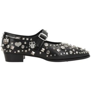 Bally, Schoenen, Dames, Zwart, 39 EU, Leer, Zwarte Studded Mary-Jane Flats