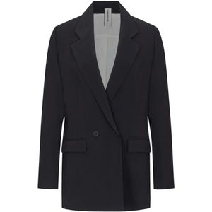 Drykorn, Relaxed Fit Double-Breasted Blazer Zwart, Dames, Maat:M