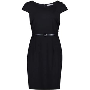 Betty & Co, Kleedjes, Dames, Zwart, 2Xl, Leer, Getailleerde jurk met riem