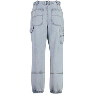 Alexander Wang, Jeans, Dames, Blauw, W28, Katoen, Wijde Jeans met Gegraveerd Logo