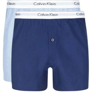 Calvin Klein, Klassieke Boxer 2-Pack met knoop Blauw, Heren, Maat:L