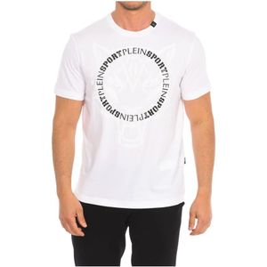 Plein Sport, Korte Mouw T-shirt met Merkprint Wit, Heren, Maat:L