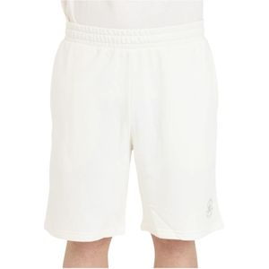 Converse, Korte broeken, Heren, Beige, XL, Creamy White Sports Shorts with Rubberized Logo