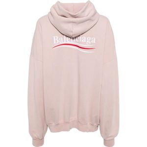 Balenciaga, Sweatshirts & Hoodies, Dames, Roze, M, Katoen, Roze Katoenen Hoodie