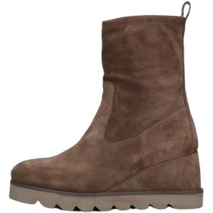 Unisa, Schoenen, Dames, Beige, 40 EU, Suède, Taupe Suède Enkellaarsjes Leticia