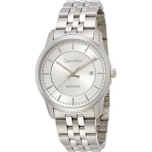 Calvin Klein, Accessoires, Heren, Grijs, ONE Size, Elegante Zilveren Horloge met Automatische Wijzerplaat