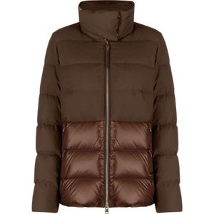 Woolrich, Korte Luxe Puffy Donsjas Bruin, Heren, Maat:S