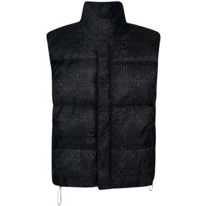 Moschino, Gewatteerd Logo Vest Zwart, Heren, Maat:M