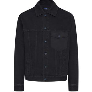 Kiton, Jassen, Heren, Zwart, M, Katoen, Zwarte Katoenen Denim Jas