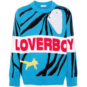 Loverboy by Charles Jeffrey, Blauwe Logo Katoenen Trui Blauw, Heren, Maat:L