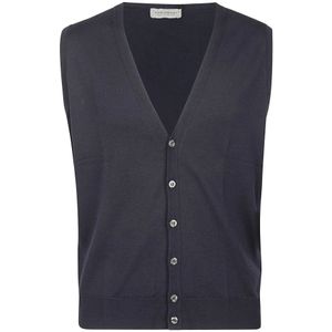 John Smedley, Truien, Heren, Blauw, S, Wol, Blauw Merinowollen Mouwloos Vest