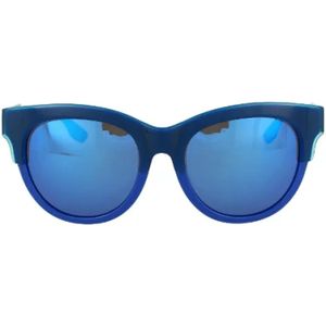 Alexander McQueen Pre-owned, Pre-owned, Dames, Blauw, ONE Size, Tweed, Pre-owned Fabric sunglasses
