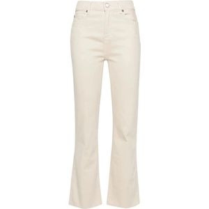 7 For All Mankind, Jeans, Dames, Beige, W30, Katoen, Gekleurde stretch jeans met rauwe snit