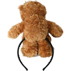 Dolce & Gabbana, Accessoires, Dames, Bruin, ONE Size, Polyester, Kristallen Kroon Teddybeer Haarband