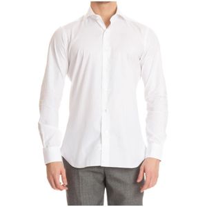 Barba, Klassieke Witte Katoenen Overhemd Wit, Heren, Maat:2XL