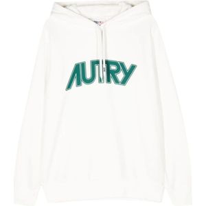 Autry, Sweatshirts & Hoodies, Dames, Wit, S, Katoen, Witte Trui met Logo Print