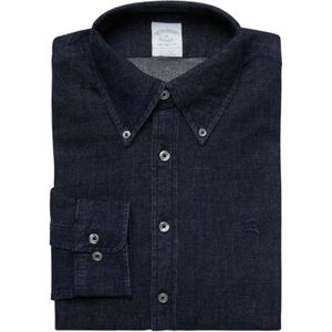 Brooks Brothers, Milano Slim-Fit Sport Overhemd, denim, knoop-down kraag Blauw, Heren, Maat:S