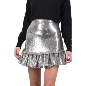 Paco Rabanne, Zilveren Mini Rok 22Ajju 326P00309 - 36 Grijs, Dames, Maat:S