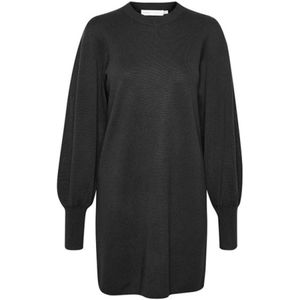 InWear, Gebreide jurk met pofmouwen Zwart, Dames, Maat:3XL