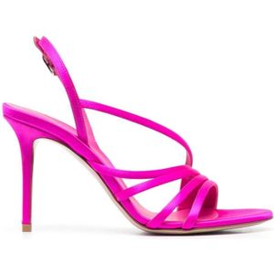 Le Silla, Schoenen, Dames, Roze, 37 1/2 EU, Leer, Hot Pink Strappy Stiletto Sandalen
