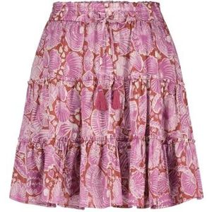 Fabienne Chapot, Rokken, Dames, Veelkleurig, XL, Katoen, Geplooide Mini Rok Rood Roze Print