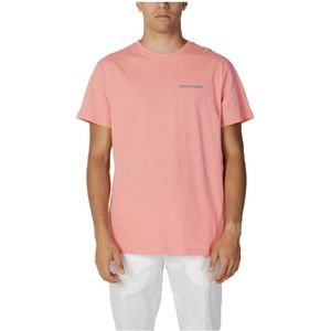 Trussardi, Tops, Heren, Roze, S, Katoen, Roze Print Korte Mouw T-shirt