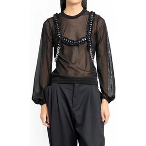 Noir Kei Ninomiya, Zwarte Ketting en Nep Leren Vest Zwart, Dames, Maat:M