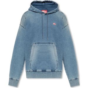 Diesel, ‘D-Um-Rib-Ne’ hoodie Blauw, Heren, Maat:S