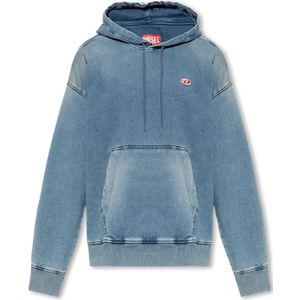Diesel, Sweatshirts & Hoodies, Heren, Blauw, S, Katoen, ‘D-Um-Rib-Ne’ hoodie