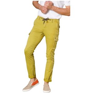 Mason's, Slim Fit Cargo Broek Lime Groen Geel, Heren, Maat:S