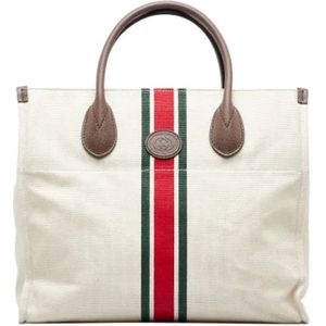 Gucci Vintage, Pre-owned, Dames, Wit, ONE Size, Pre-owned Canvas gucci-bags