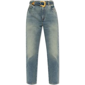 Balmain, Jeans, Dames, Blauw, XS, Rechte jeans