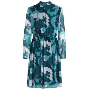 Betty & Co, Kleedjes, Dames, Veelkleurig, M, Chiffon, Bloemen Chiffon Lange Mouw Jurk