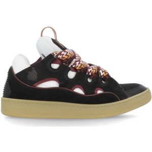 Lanvin, Schoenen, Heren, Zwart, 40 EU, Suède, Zwarte Suède Leren Sneakers Tech Stof